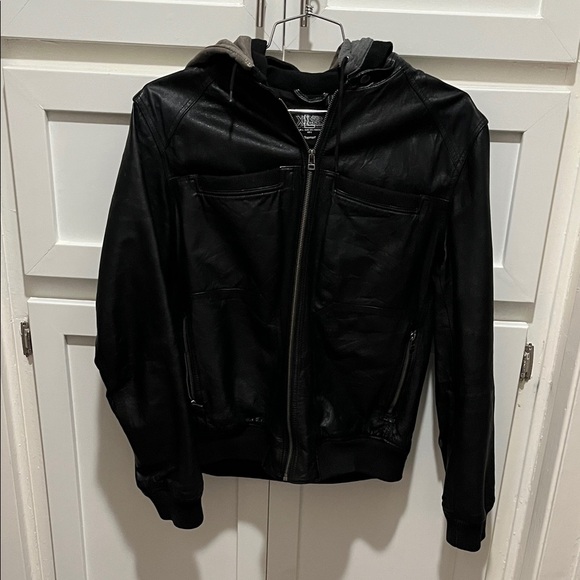 Topman Black Hooded Bomber Jacket! S little Discolored on hood!